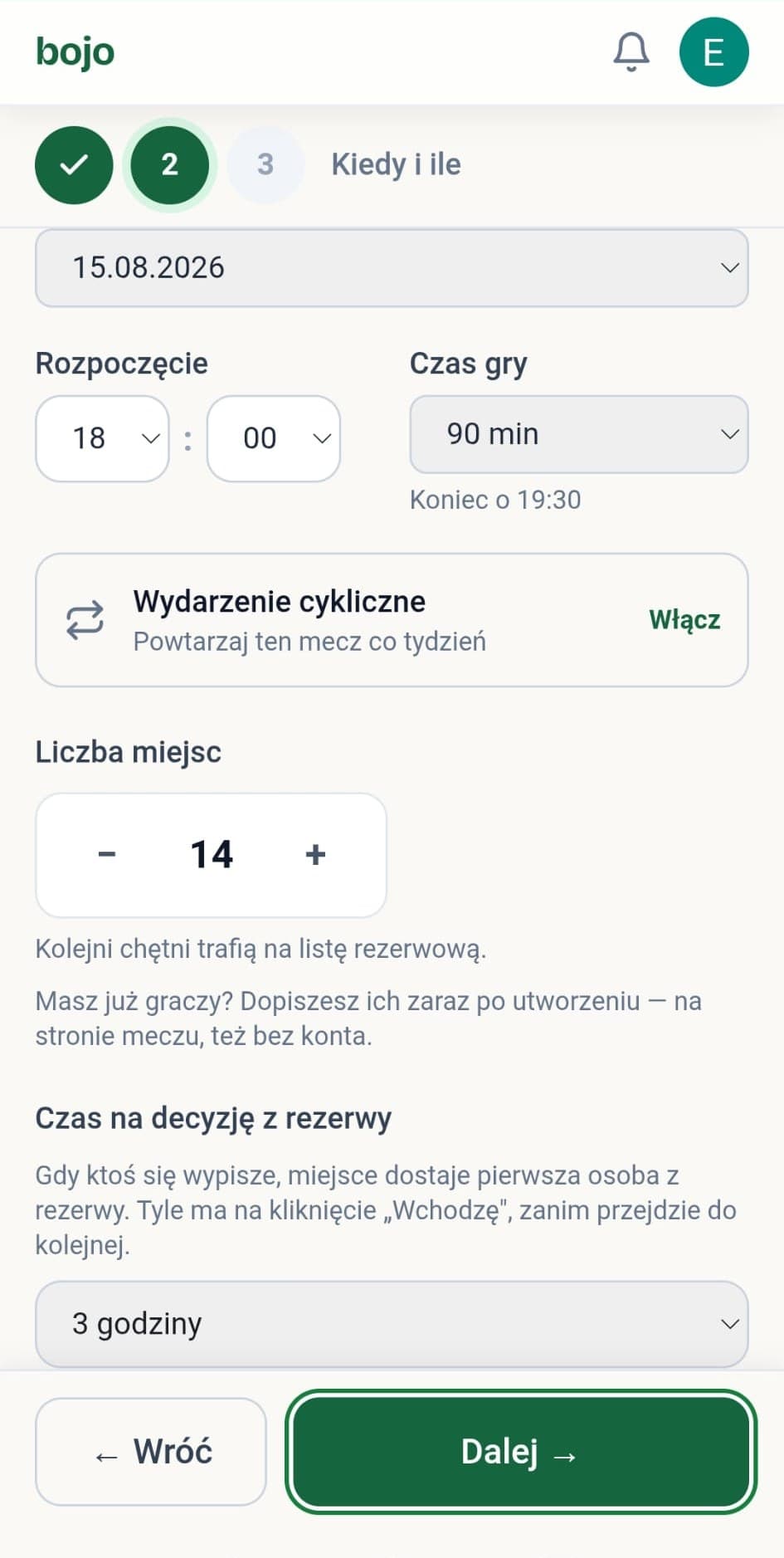 Tworzenie meczu