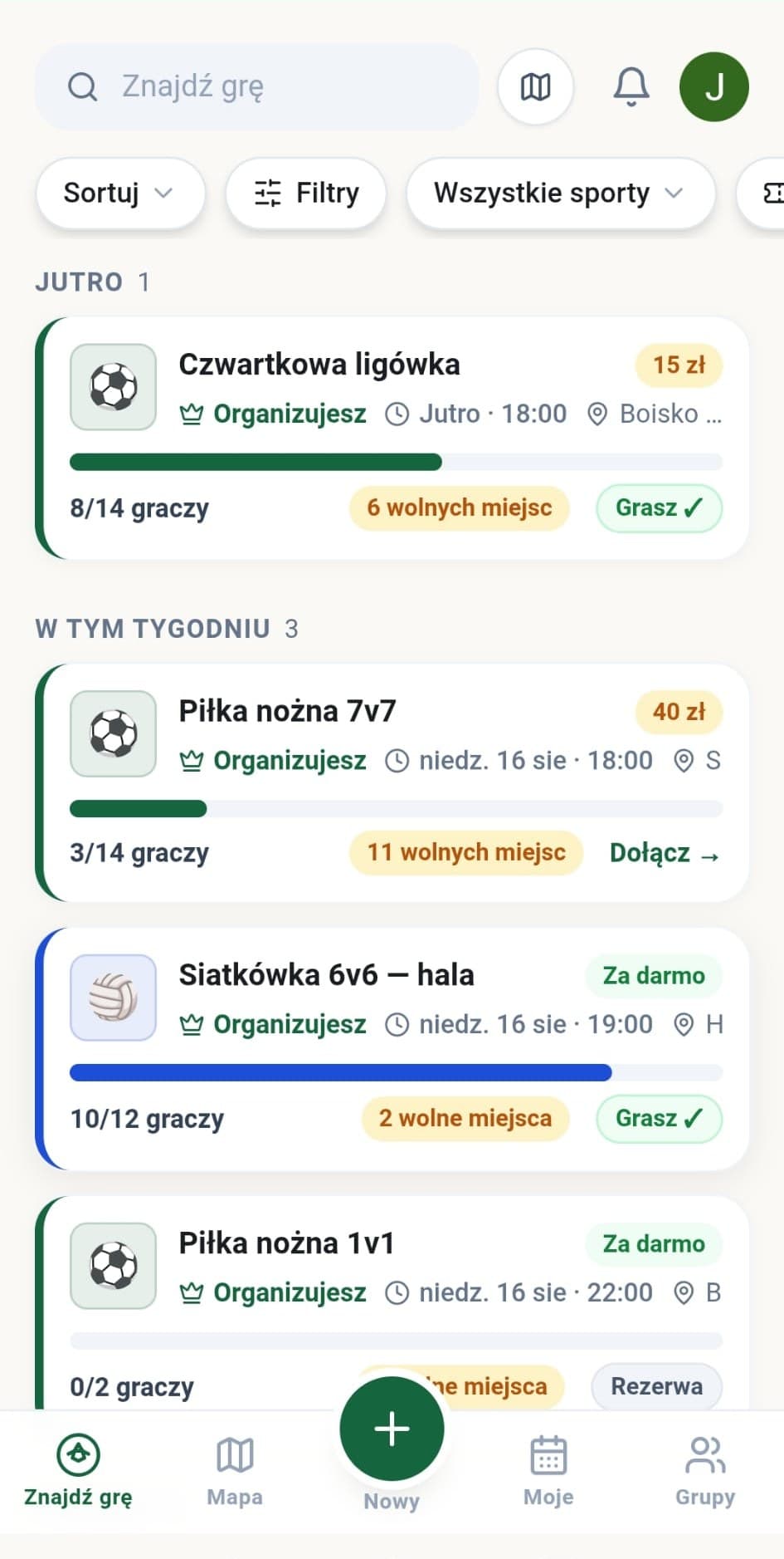 Lista otwartych gier